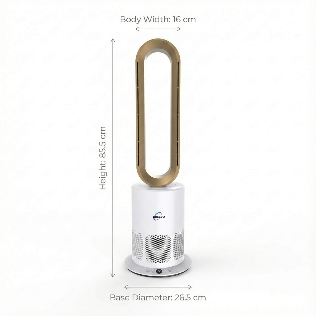 Bladeless Air Purifier Fan Heater 3 in 1 1950W | HEPA | PureFlow | Gold ...